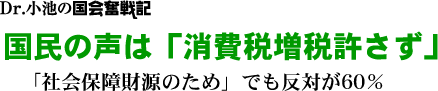 Dr.小池の国会奮戦記／国民の声は「消費税許さず」「社会保障財源のため」でも反対が60％